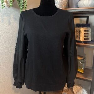 CeCe - Black Sweater with Sheer Detailed Sleeves - Size M